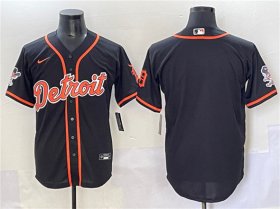 Cheap Men\'s Detroit Tigers Blank Black With Patch Cool Base Stitched Baseball Jersey