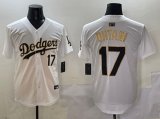 Cheap Men's Los Angeles Dodgers #17 Shohei Ohtani White Gold Limited Stitched Baseball Jersey