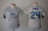 Wholesale Cheap Nike Seahawks #24 Marshawn Lynch Zebra Women's Stitched NFL Elite Jersey