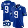 Men's Seattle Seahawks #9 Kenneth Walker III Royal 2025 F.U.S.E 50th Anniversary Patch Throwback Vapor Limited Football Stitched Jersey Cheap Wholesale