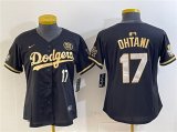Cheap Women's Los Angeles Dodgers #17 Shohei Ohtani Black Gold 2024 World Series With Fernando Patch Vapor Limited Stitched Baseball Jersey(Run Small)