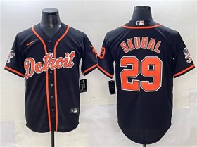 Men\'s Detroit Tigers #29 Tarik Skubal Black With Patch Cool Base Stitched Baseball Jersey Cheap