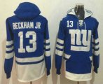 Wholesale Cheap Men's New York Giants #13 Odell Beckham Jr NEW Blue Pocket Stitched NFL Pullover Hoodie