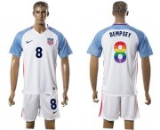 Wholesale Cheap USA #8 Dempsey White Rainbow Soccer Country Jersey