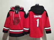 Cheap Men's Portland Trail Blazers #1 Anfernee Simons Red Lace-Up Pullover Hoodie
