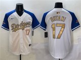 Cheap Men's Los Angeles Dodgers #17 Shohei Ohtani White Royal Gold 2024 World Series Champions Vapor Limited Stitched Baseball Jersey