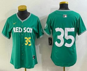 Women\'s Boston Red Sox #35 Garrett Crochet Green 2025 City Connect Limited Jersey
