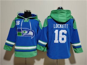 Cheap Men\'s Seattle Seahawks #16 Tyler Lockett Ageless Must-Have Lace-Up Pullover Hoodie