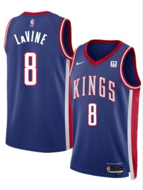 Cheap Men\'s Sacramento Kings #8 Zach LaVine Blue 2025 City Edition Stitched Basketball Jersey