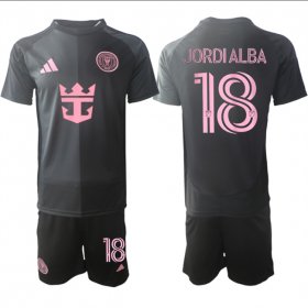 Cheap Men\'s Inter Miami CF #18 Jordi Alba 2025 Black Away Soccer Jersey Suit