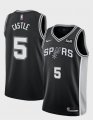 Cheap Men's San Antonio Spurs #5 Stephon Castle Black Stitched Basketball Jersey