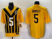 Men's Pittsburgh Steelers #5 Jalen Ramsey Gold 1933 Throwback Alternate Football Stitched Game Jersey Cheap Wholesale