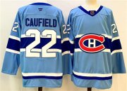 Cheap Men's Montreal Canadiens #22 Cole Caufield Blue 2024-25 Reverse Retro Stitched Jersey