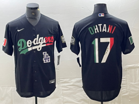 Cheap Men\'s Los Angeles Dodgers #17 Shohei Ohtani Mexico Black Cool Base Stitched Baseball Jersey