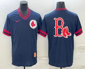 Cheap Men\'s Boston Red Sox Big Logo Navy Blue Nike Cooperstown Collection Legend V Neck Jersey
