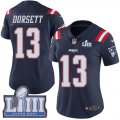 Wholesale Cheap Nike Patriots #13 Phillip Dorsett Navy Blue Super Bowl LIII Bound Women's Stitched NFL Limited Rush Jersey