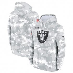 Men\'s Las Vegas Raiders 2024 Arctic Camo Salute To Service Club Fleece Pullover Hoodie