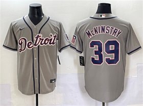 Cheap Men\'s Detroit Tigers #39 Zach McKinstry Gray Cool Base Stitched Baseball Jersey