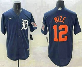 Men\'s Detroit Tigers #12 Casey Mize Navy Alternate With Patch Cool Base Stitched Jersey Cheap