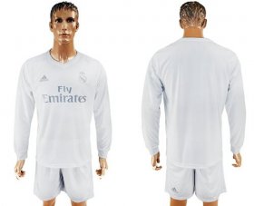 Wholesale Cheap Real Madrid Blank Marine Environmental Protection Home Long Sleeves Soccer Club Jersey