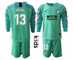 Wholesale Cheap Atletico Madrid #13 Oblak Green Goalkeeper Long Sleeves Kid Soccer Club Jersey