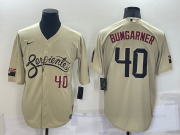 Wholesale Cheap Men's Arizona Diamondback #40 Madison Bumgarner Number Gold 2021 City Connect Stitched Cool Base Nike Jersey