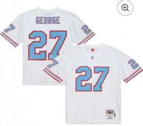 Cheap Men\'s Tennessee Titans #27 Eddie George White Mitchell & Ness Stitched Baseball Jersey