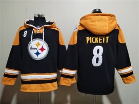 Wholesale Cheap Men\'s Pittsburgh Steelers #8 Kenny Pickett Black Ageless Must-Have Lace-Up Pullover Hoodie