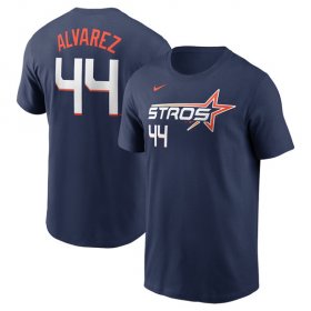 Men\'s Houston Astros #44 Yordan Alvarez Navy 2025 City Connect Fuse Name & Number T-Shirt Cheap
