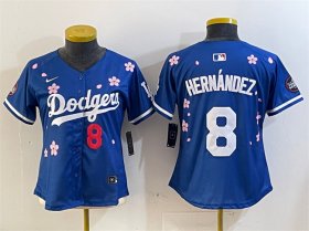 Women\'s Los Angeles Dodgers #8 Enrique Hernandez Royal 2025 Tokyo Series Limited Stitched Baseball Jersey(Run Small) Cheap