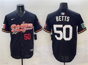 Cheap Men's Los Angeles Dodgers #50 Mookie Betts Black Mexico Limited Stitched Baseball Jersey