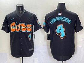 Men\'s Chicago Cubs #4 Pete Crow-Armstrong Black \'Graffiti North Side Edition\' Vapor Premier Limited Stitched Baseball Jersey Cheap Wholesale