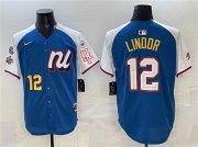 Men's National League #12 Francisco Lindor Blue Alternate 2025 All-Star With Patch Edition Limited Stitched Baseball Jersey Cheap Wholesale