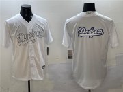 Men's Los Angeles Dodgers Team Big Logo White Cool Base Stitched Baseball Jersey Cheap
