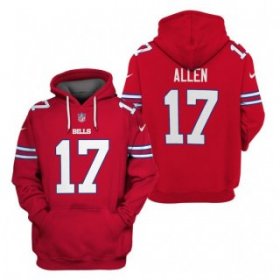 Wholesale Cheap Men\'s Buffalo Bills #17 Josh Allen Red 2021 Pullover Hoodie