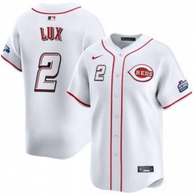 Cheap Men\'s Cincinnati Reds #2 Gavin Lux White 2025 Speedway Classic Home Limited Stitched Baseball Jersey