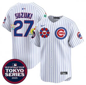 Men\'s Chicago Cubs #27 Seiya Suzuki White 2025 Tokyo Series Limited Stitched Baseball Jersey Cheap