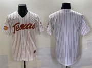 Cheap Men's Texas Longhorns Blank White Pinstripe 2025 Softball National Champions & SEC Patch Stitched Jersey
