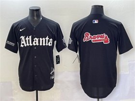 Men\'s Atlanta Braves Black Team Big Logo Gothic South x Outkast Edition Vapor Limited Stitched Baseball Jersey