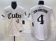Men's Chicago Cubs #4 Pete Crow-Armstrong White 'Gothic North Side Edition' Vapor Premier Limited Stitched Baseball Jersey Cheap