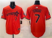 Cheap Men's Houston Astros #7 C.J. Stroud Orange 2025 City Connect With Texas Patch Limited Stitched Baseball Jersey