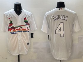 Men\'s St. Louis Cardinals #4 Yadier Molina White Cool Base Stitched Baseball Jersey Cheap