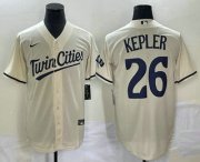 Wholesale Cheap Men's Minnesota Twins #26 Max Kepler Cream 2022 City Connect Cool Base Stitched Jersey