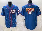 Cheap Men's National League Pittsburgh Pirates Team Big Logo Blue 2025 All-Star Edition Limited Stitched Baseball Jersey