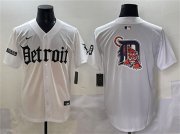 Men's Detroit Tigers Team Big Logo White 'Motor Gothic Edition' Vapor Premier Limited Stitched Baseball Jersey Cheap