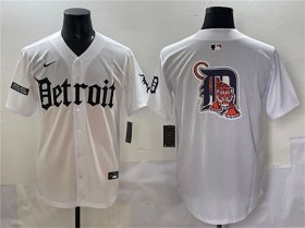 Men\'s Detroit Tigers Team Big Logo White \'Motor Gothic Edition\' Vapor Premier Limited Stitched Baseball Jersey Cheap