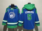 Cheap Men's Minnesota Timberwolves #5 Anthony Edwards Royal Lace-Up Pullover Hoodie