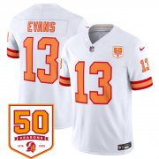 Cheap Men's Tampa Bay Buccaneers #13 Mike Evans White 2025 F.U.S.E. 50th Anniversary Patch Vapor Untouchable Limited Football Stitched Jersey