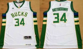 Wholesale Cheap Men\'s Milwaukee Bucks #34 Giannis Antetokounmpo Revolution 30 Swingman 2015 New White Jersey