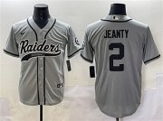 Men's Las Vegas Raiders #2 Ashton Jeanty Grey Cool Base Stitched Baseball Jerseys Cheap